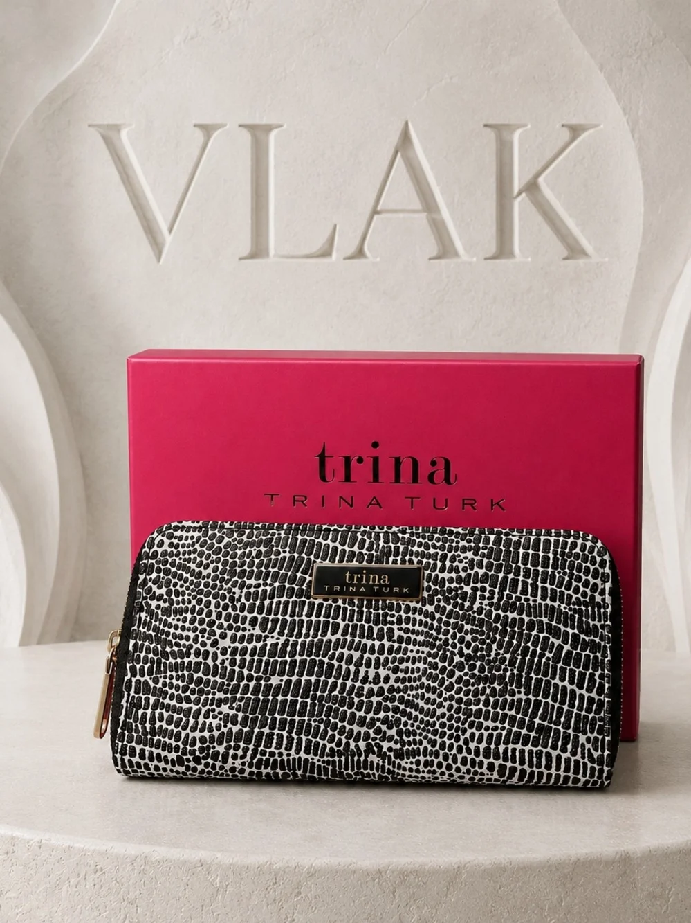 White Structured Satchel + Trina Turk Wallet – Satchel w/ Cosmetic Imperfections